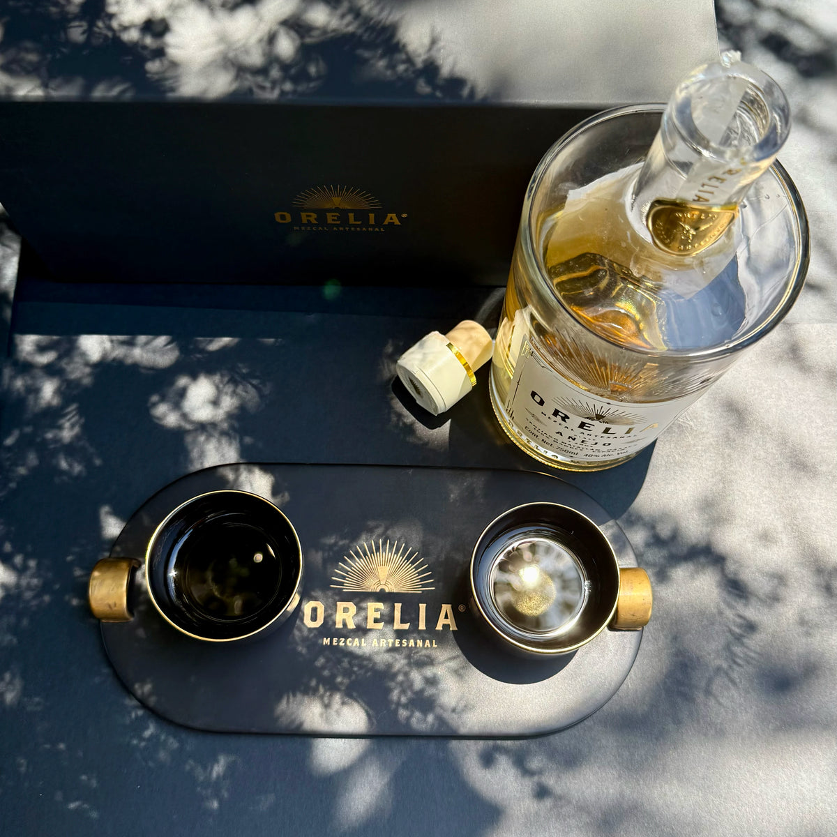 Orelia Mezcal Artesanal Ceremony Set with Jicaras and Tray