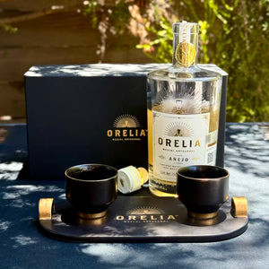 Orelia Mezcal Artesanal Ceremony Set with Jicaras and Tray
